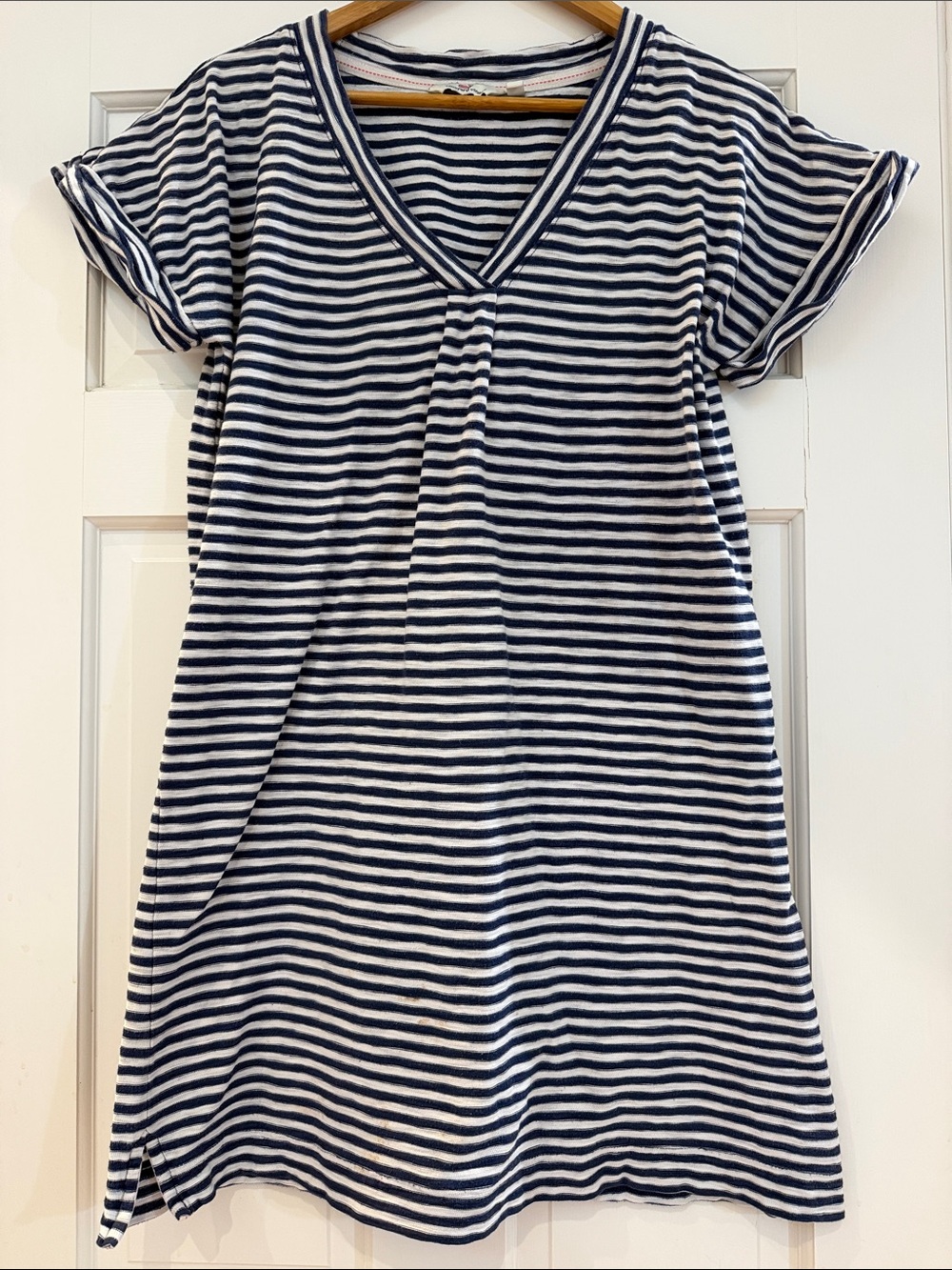 Vineyard Vines Navy and White Striped V-Neck Mini Dress